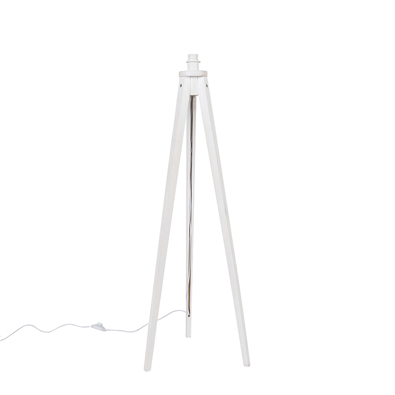 QAZQA Landelijke vloerlamp tripod wit - Tripod Classic