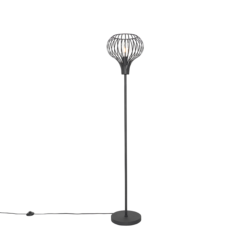 QAZQA Moderne vloerlamp - Saffira - Zwart