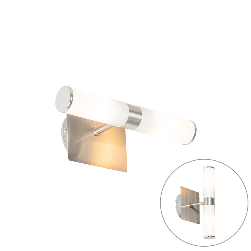 QAZQA Moderne badkamer wandlamp staal IP44 2-lichts - Bath