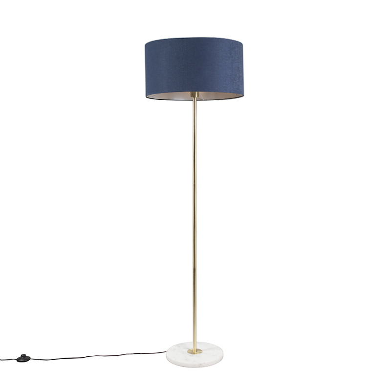 QAZQA Vloerlamp messing mete kap 50 cm - Kaso - Blauw