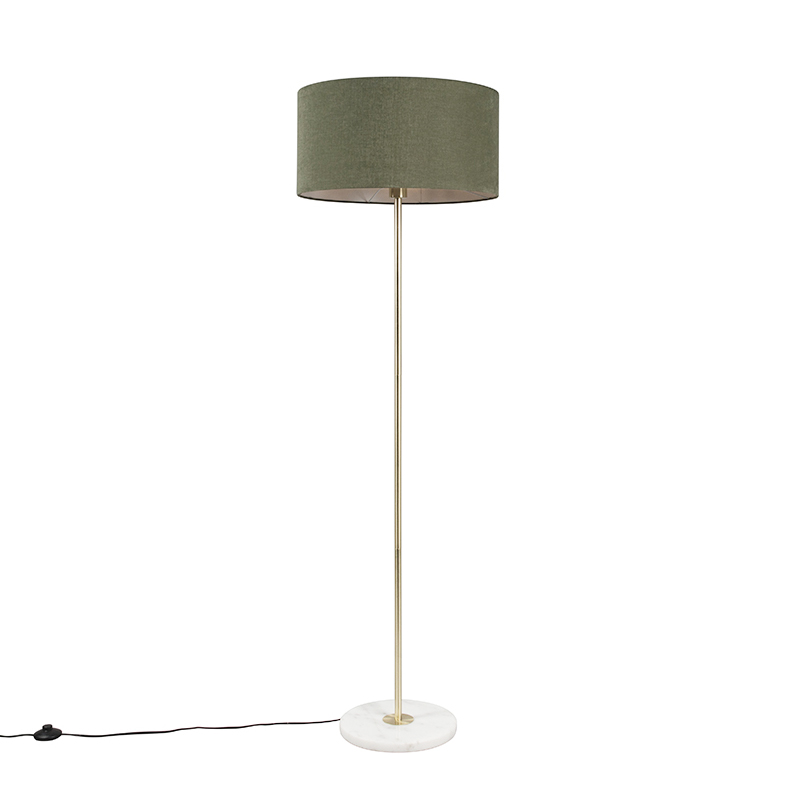 QAZQA Vloerlamp messing mete kap 50 cm - Kaso - Groen