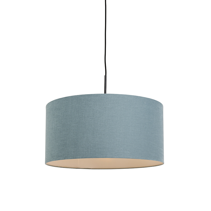 QAZQA Hanglamp zwart mete kap 50 cm - Combi 1 - Blauw
