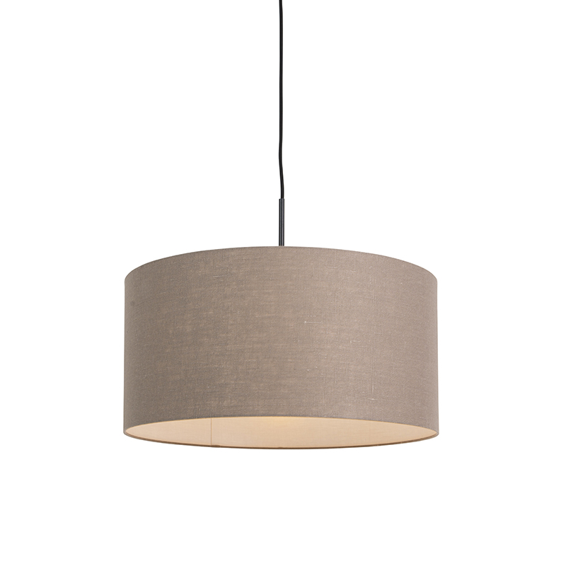 QAZQA Landelijke hanglamp zwart mete kap 50 cm - Combi 1 - Bruin