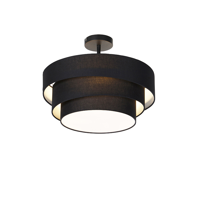 QAZQA Moderne plafondlamp 45 cm 3-lichts - Drum Trio - Zwart