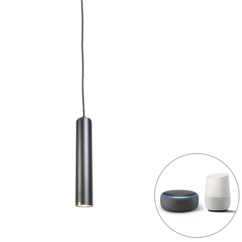 QAZQA Smart design hanglamp incl. wifi GU10 lichtbron - Tuba Small - Zwart