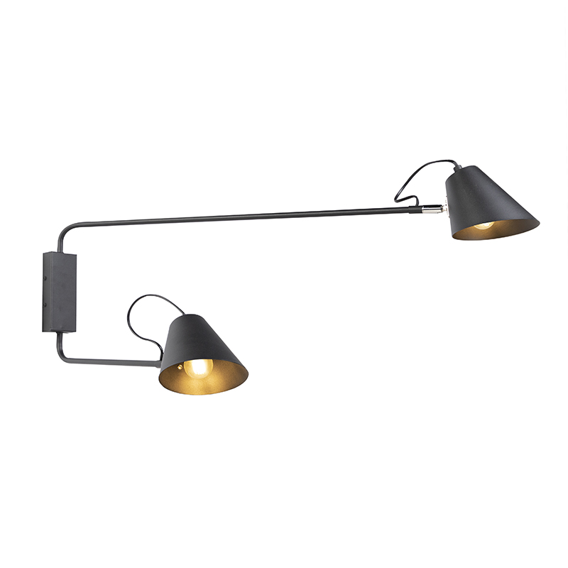 QAZQA Design wandlamp 2-lichts verstelbaar - Lune - Zwart