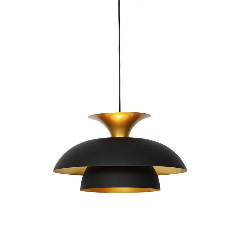 QAZQA Moderne ronde hanglamp met goud 3-laags - Titus - Zwart