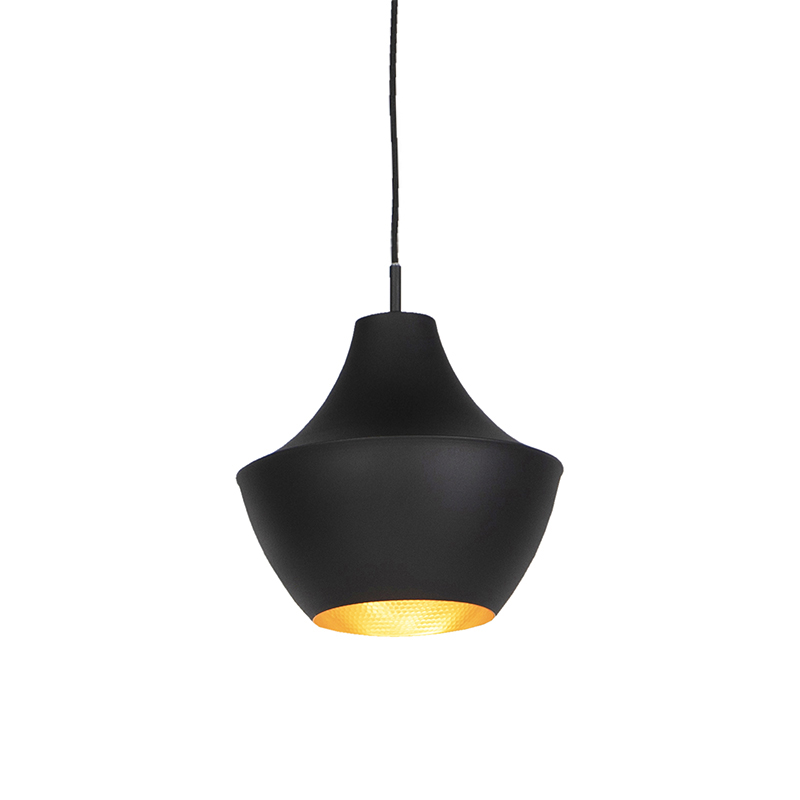 QAZQA Scandinavische hanglamp met goud - Depeche-Jarred - Zwart
