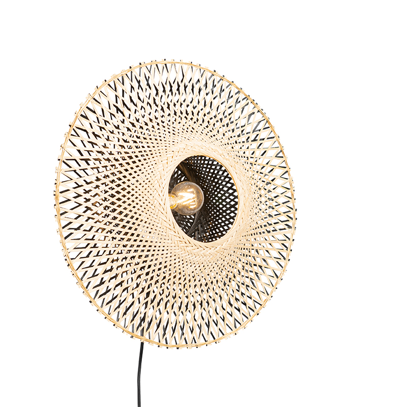 QAZQA Oosterse wandlamp bamboe 50 cm met stekker - Rina