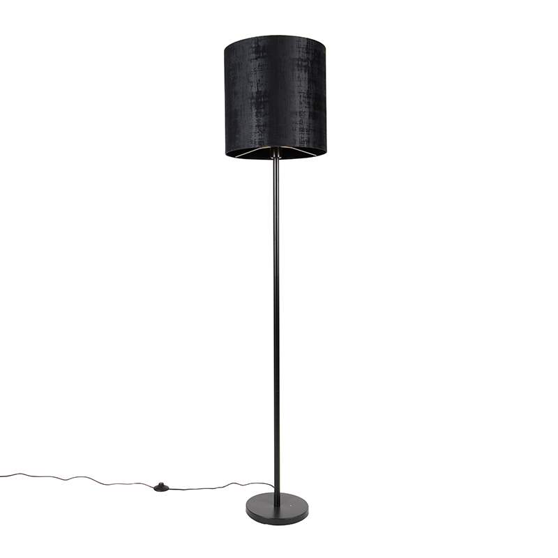 QAZQA Moderne vloerlamp kap 40 cm - Simplo - Zwart
