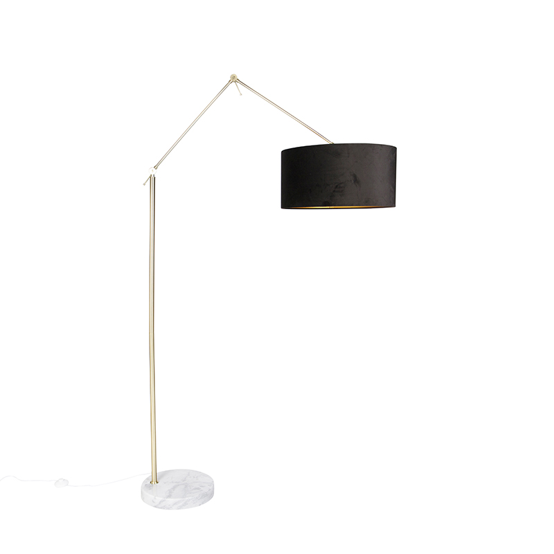 QAZQA Moderne vloerlamp goud velours kap 50 cm - Editor - Zwart