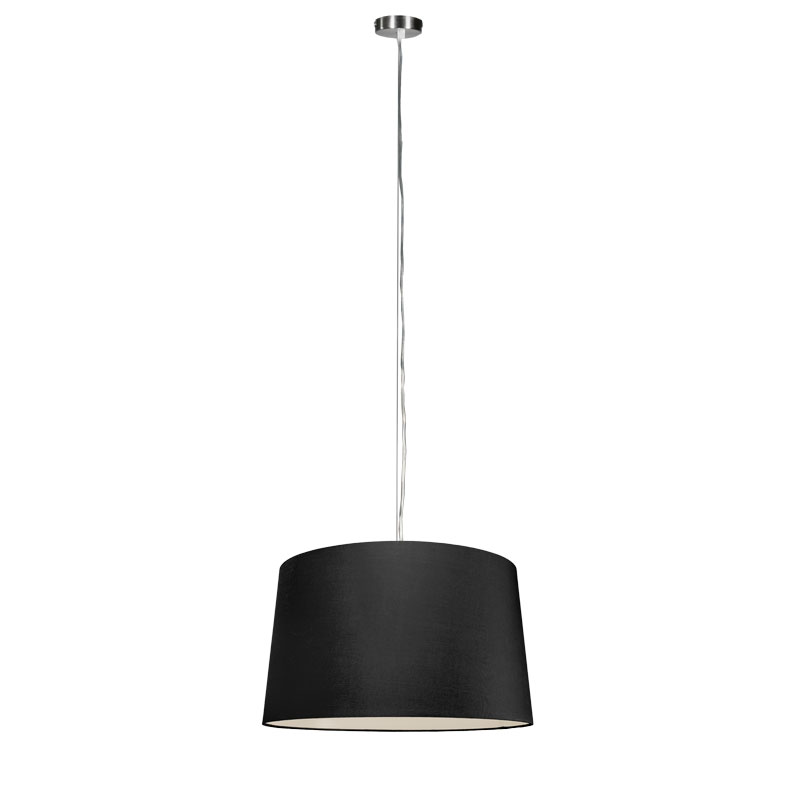 QAZQA Moderne hanglamp staal met kap 45 cm - Cappo 1 - Zwart