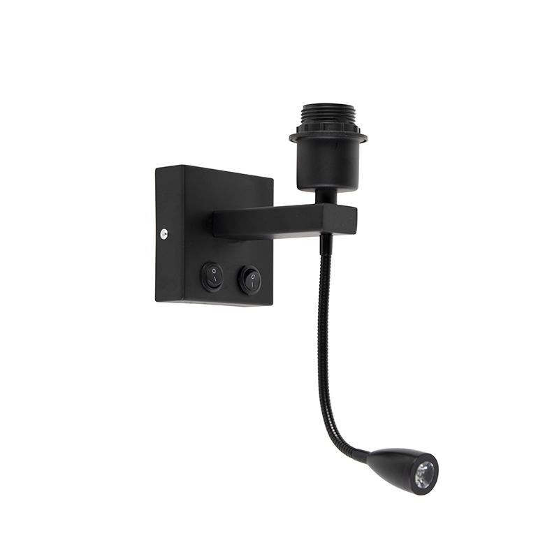 QAZQA Moderne wandlamp met flexarm - Brescia Combi - Zwart