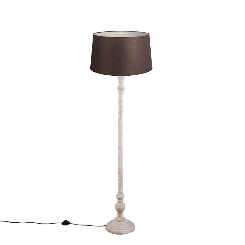 QAZQA Vloerlamp met linnen kap bruin 45 cm - Classico - Grijs