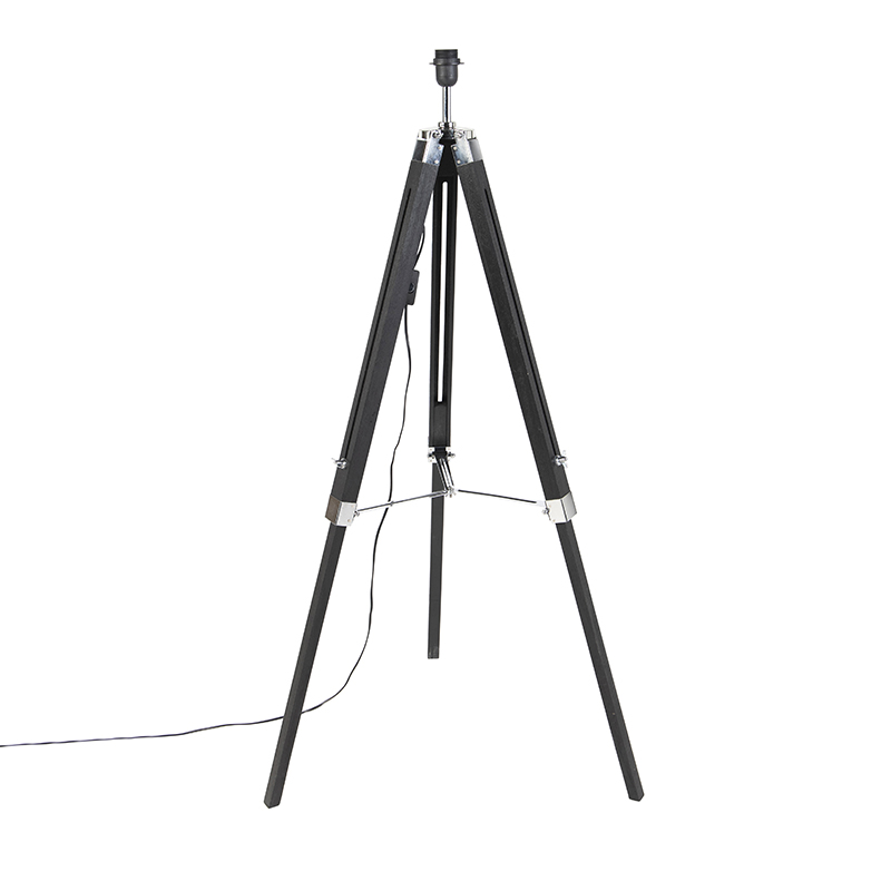QAZQA Vloerlamp zonder kap - Tripod - Zwart
