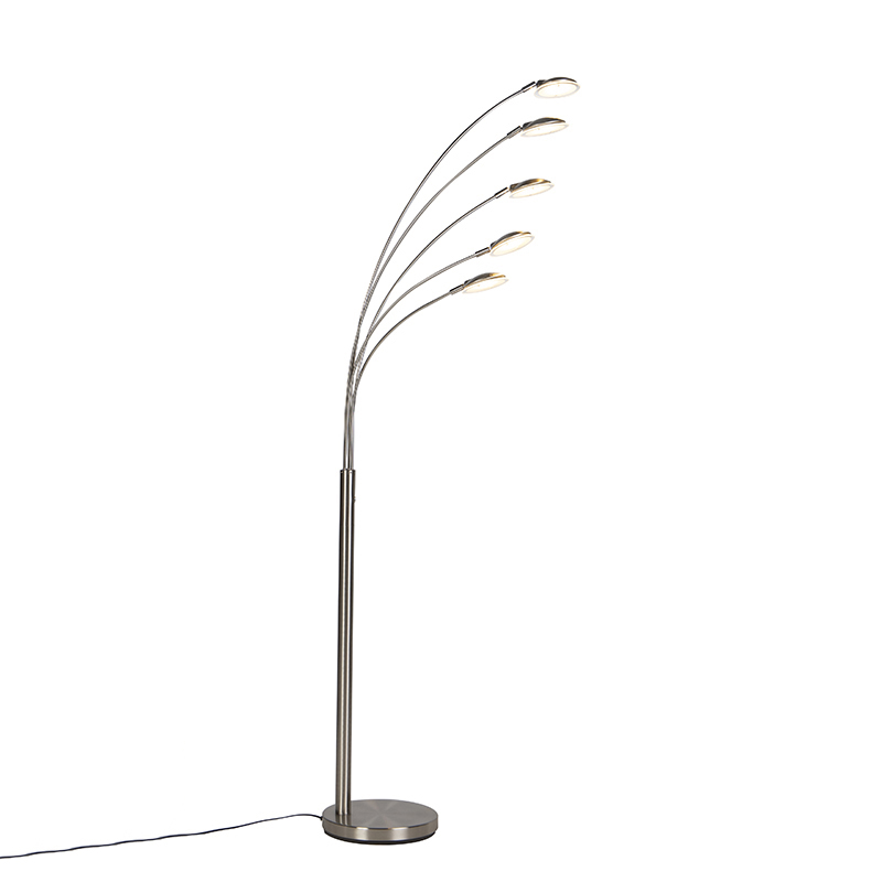 QAZQA Vloerlamp staal incl. LED met touch dimmer - Sixties Trento