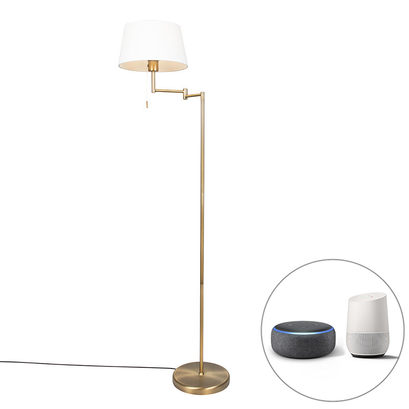 QAZQA Smart klassieke vloerlamp brons met wit incl. WiFi A60 - Ladas Fix