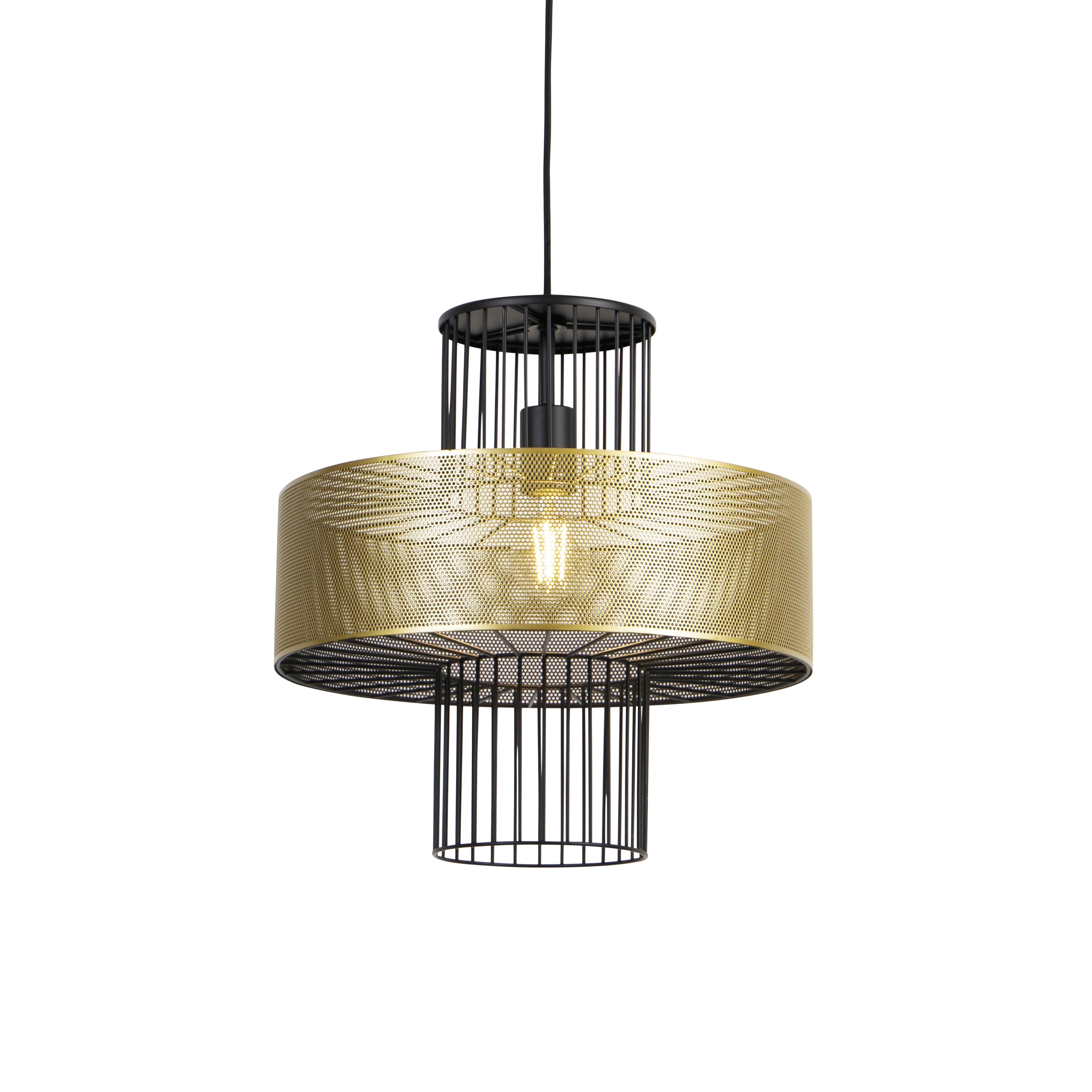 QAZQA Design hanglamp met zwart 40 cm - Tess - Goud
