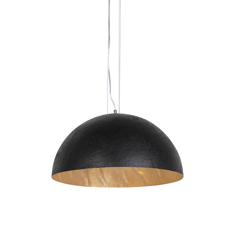 QAZQA Industriële hanglamp met goud 50 cm - Magna - Zwart
