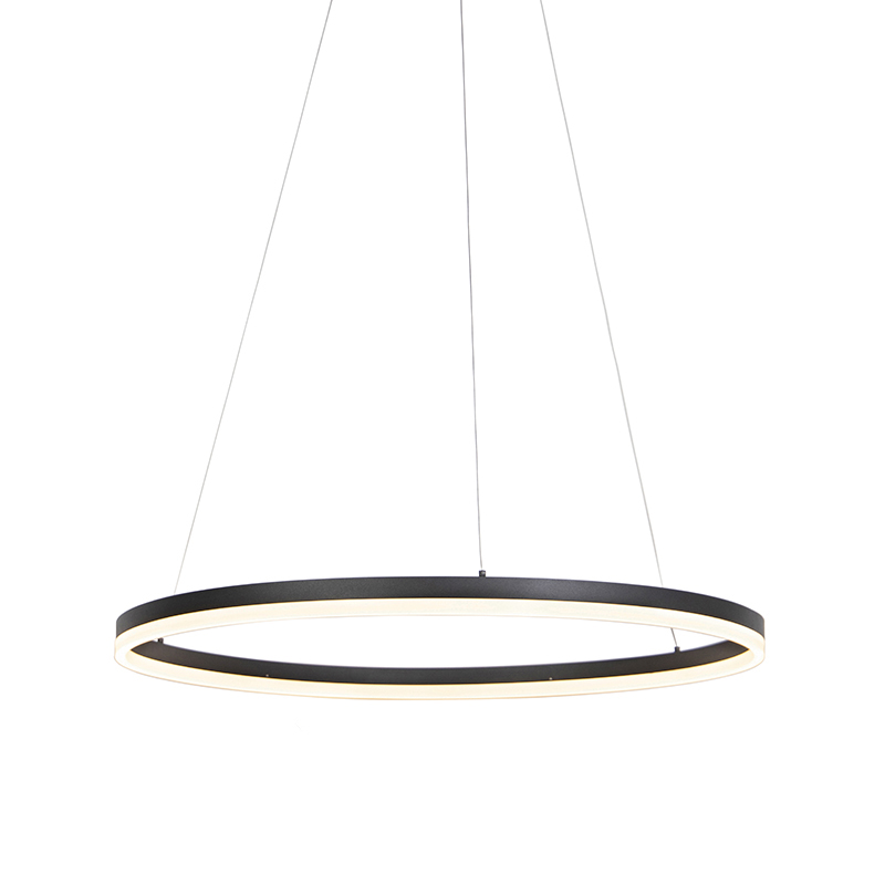 QAZQA Design hanglamp 80 cm incl. LED 3-staps dimbaar - Anello - Zwart