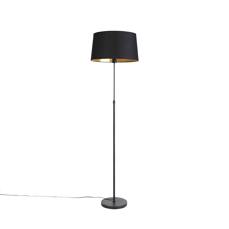QAZQA Vloerlamp mete kap 45 cm verstelbaar - Parte - Zwart