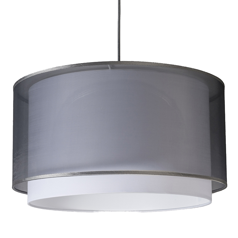 QAZQA Moderne hanglamp met kap zwart/wit 47/25 - Duo - Grijs