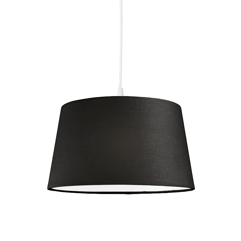 QAZQA Moderne hanglamp wit mete kap 45 cm - Pendel - Zwart