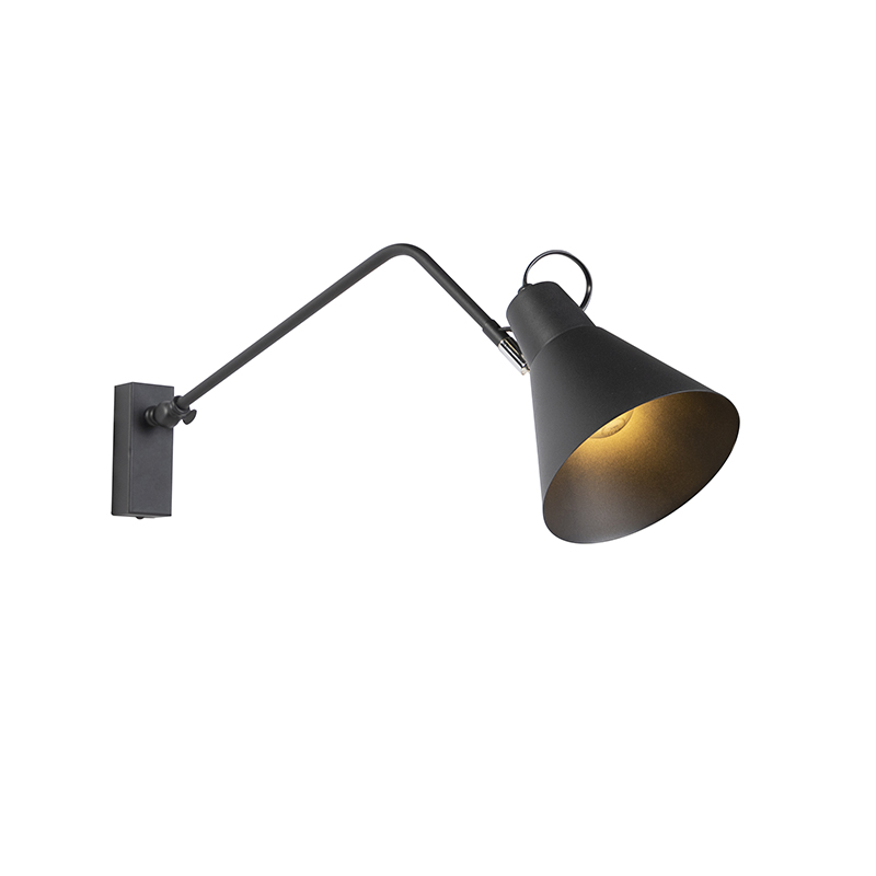QAZQA Design wandlamp verstelbaar - Luna - Zwart