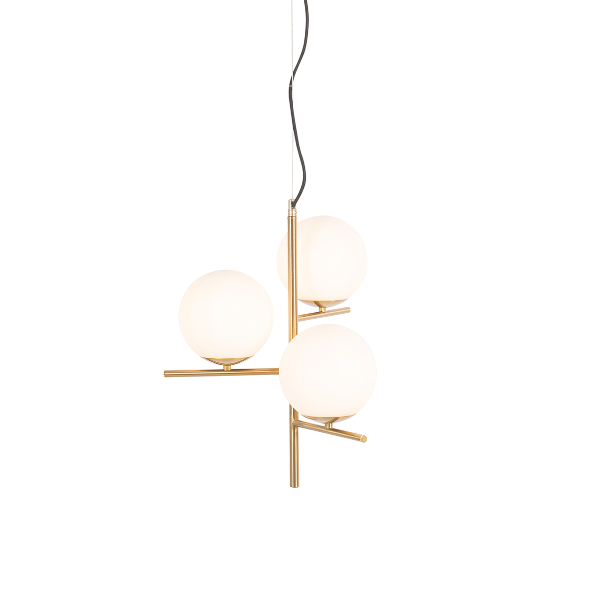 QAZQA Art Deco hanglamp goud met glas opaal 3-lichts - Flore