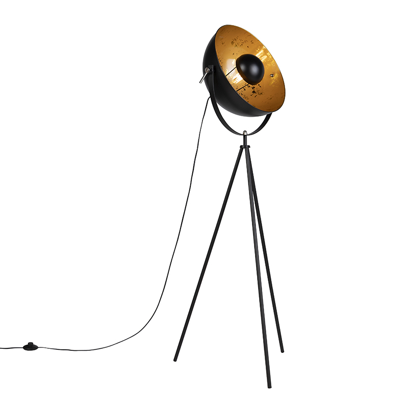 QAZQA Industriële vloerlamp tripod - Magna 40 Eglip - Zwart