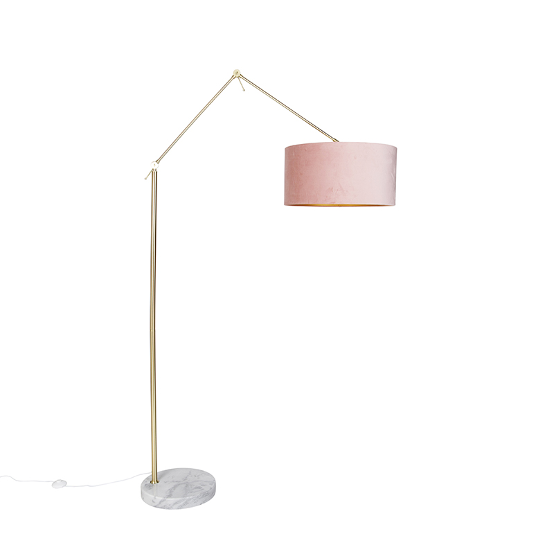 QAZQA Moderne vloerlamp goud velours kap 50 cm - Editor - Roze