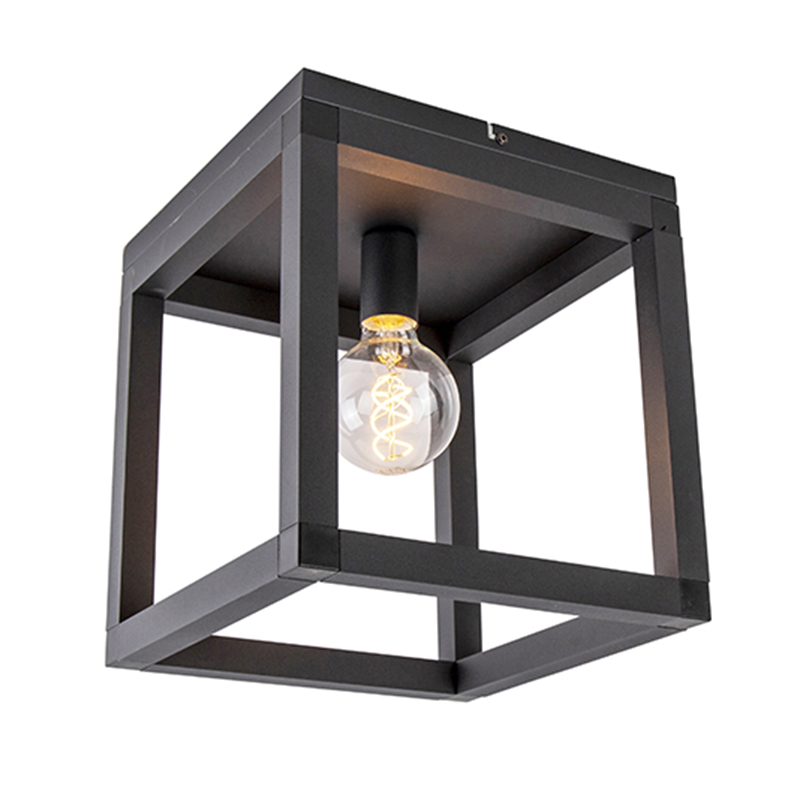 QAZQA Industriële plafondlamp - Big Cage - Zwart