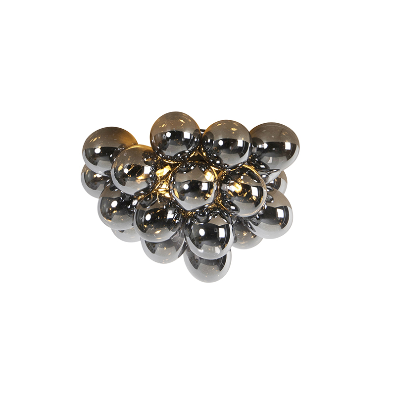 QAZQA Design plafondlamp met smoke glas 6-lichts - Uvas - Zwart