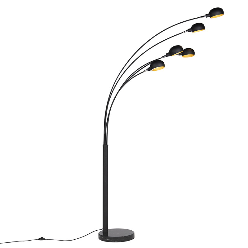 QAZQA Design vloerlamp 5-lichts - Sixties Marmo - Zwart