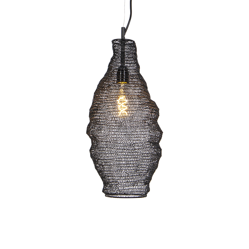 QAZQA Oosterse hanglamp - Nidum Rombo - Zwart