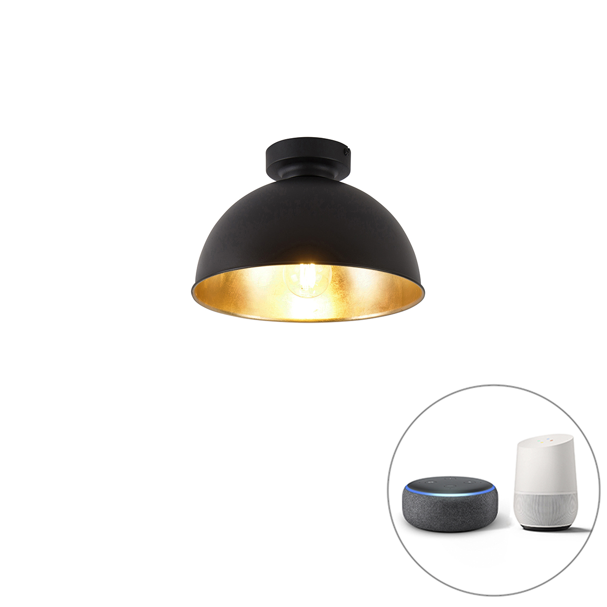 QAZQA Smart plafondlamp met goud 28 cm incl. Wifi A60 - Magnax - Zwart