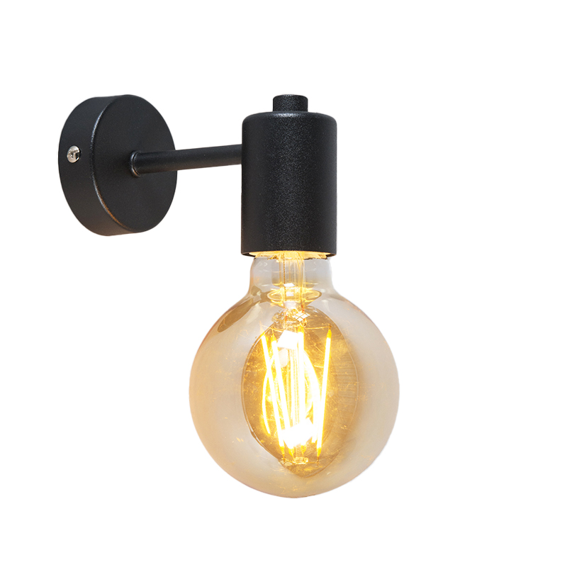 QAZQA Industriële wandlamp - Facil - Zwart