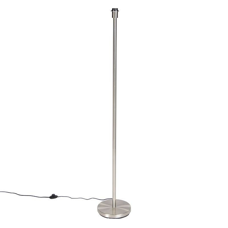 QAZQA Moderne vloerlamp staal zonder kap - Simplo