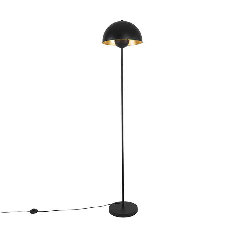 QAZQA Industriële vloerlamp met goud 160 cm - Magnax - Zwart