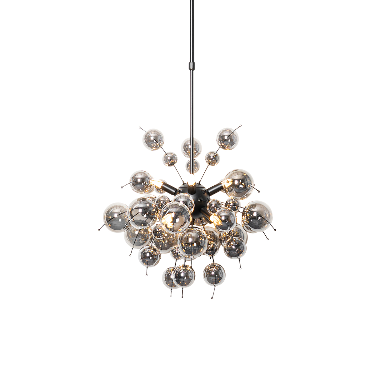 QAZQA Design hanglamp met glas smoke 8-lichts - Explode - Zwart