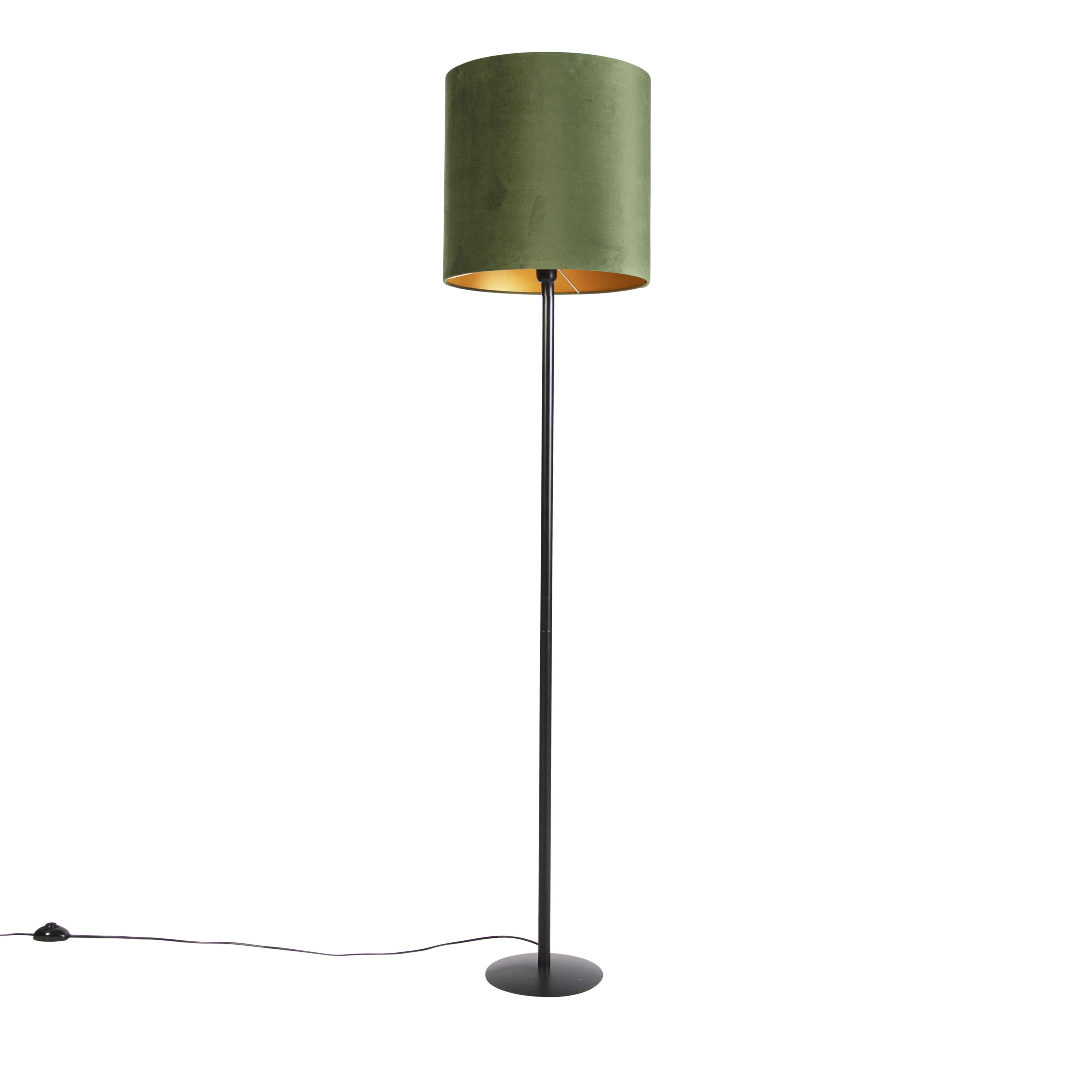 QAZQA Botanische vloerlamp zwart mete kap 40 cm - Simplo - Groen