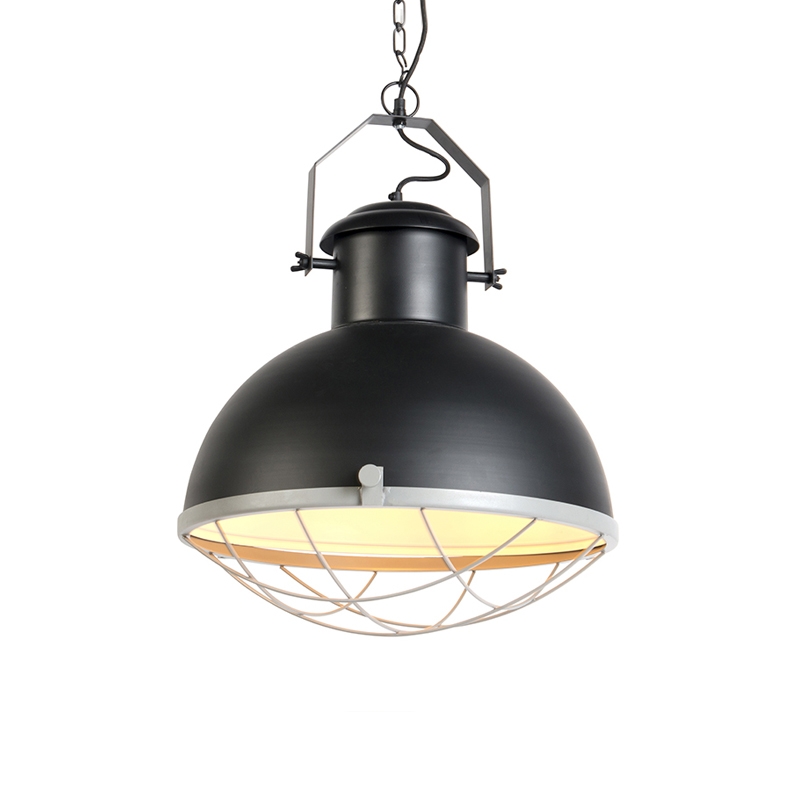 QAZQA Industriële hanglamp met grijs - Engine - Zwart