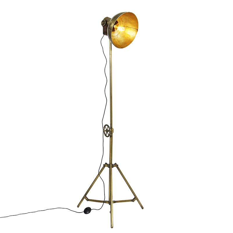 QAZQA Industriële vloerlamp tripod brons - Mangoes