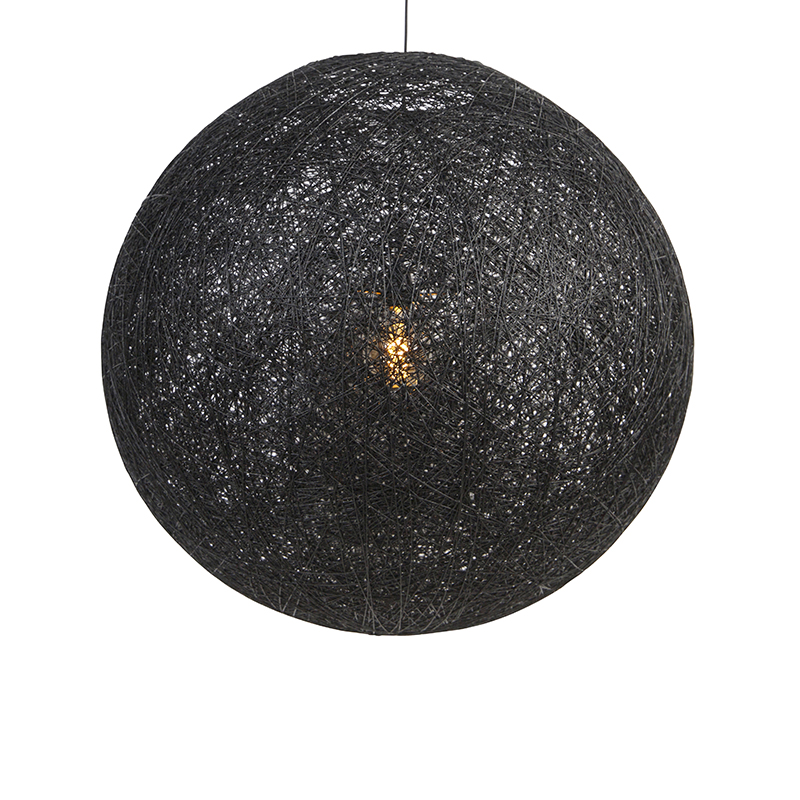 QAZQA Landelijke hanglamp 80 cm - Corda - Zwart