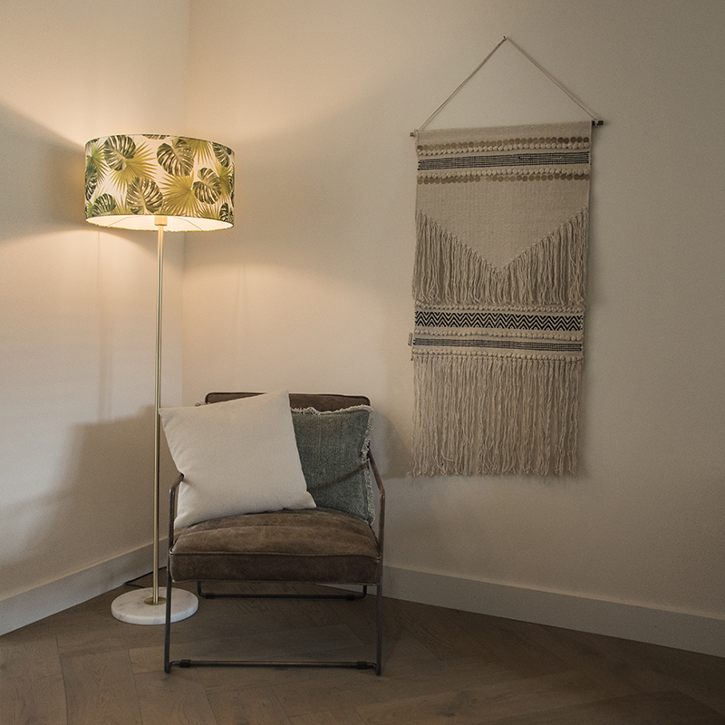 QAZQA Vloerlamp messing met leaf kap 50 cm - Kaso - Groen