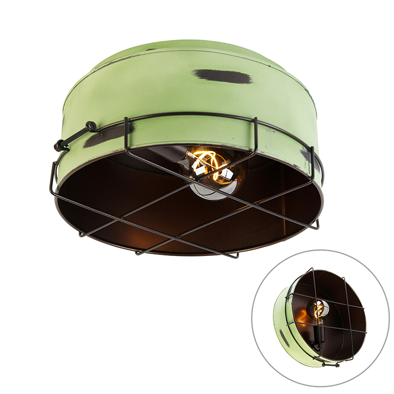 QAZQA Industriële plafondlamp 35 cm - Barril - Groen