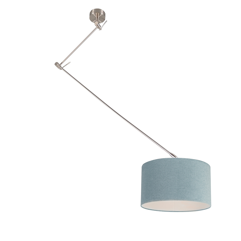 QAZQA Moderne hanglamp staal met kap mineraal 35 cm - Blitz - Blauw