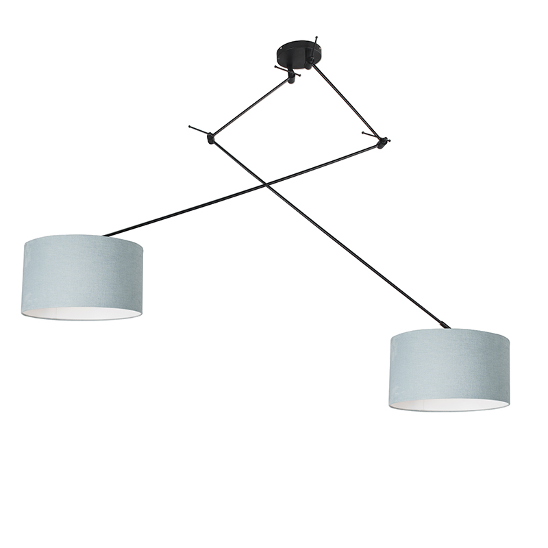 QAZQA Hanglamp zwart met kap 35 cm licht verstelbaar 2-lichts - Blitz - Blauw