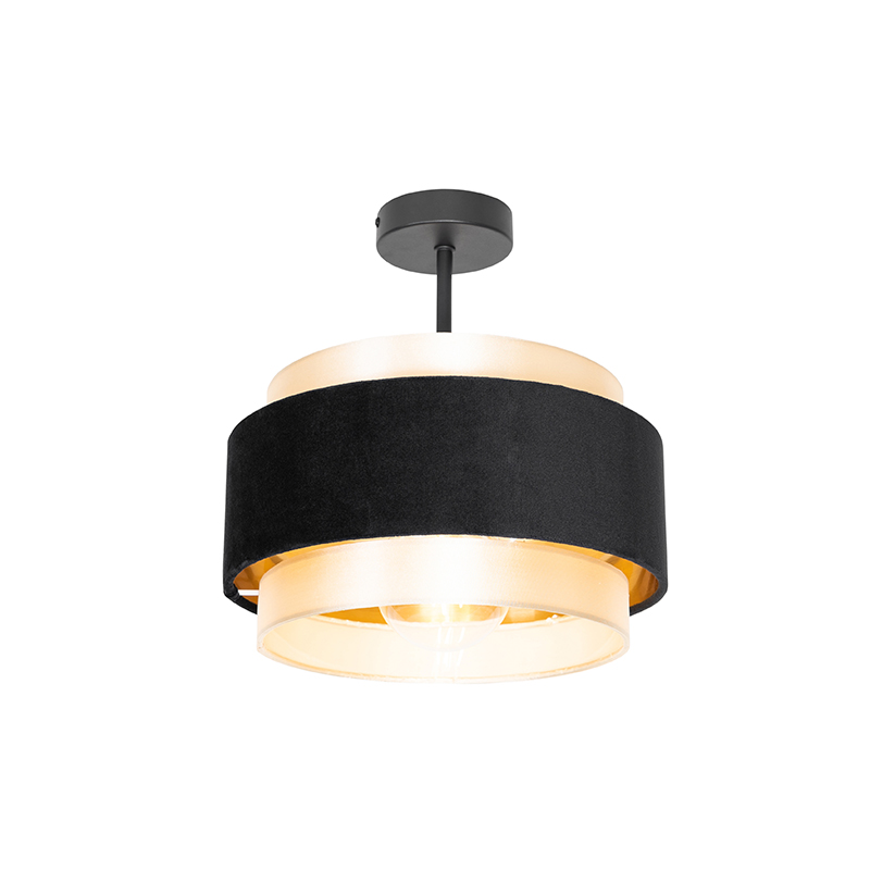 QAZQA Moderne plafondlamp met goud - Elif - Zwart