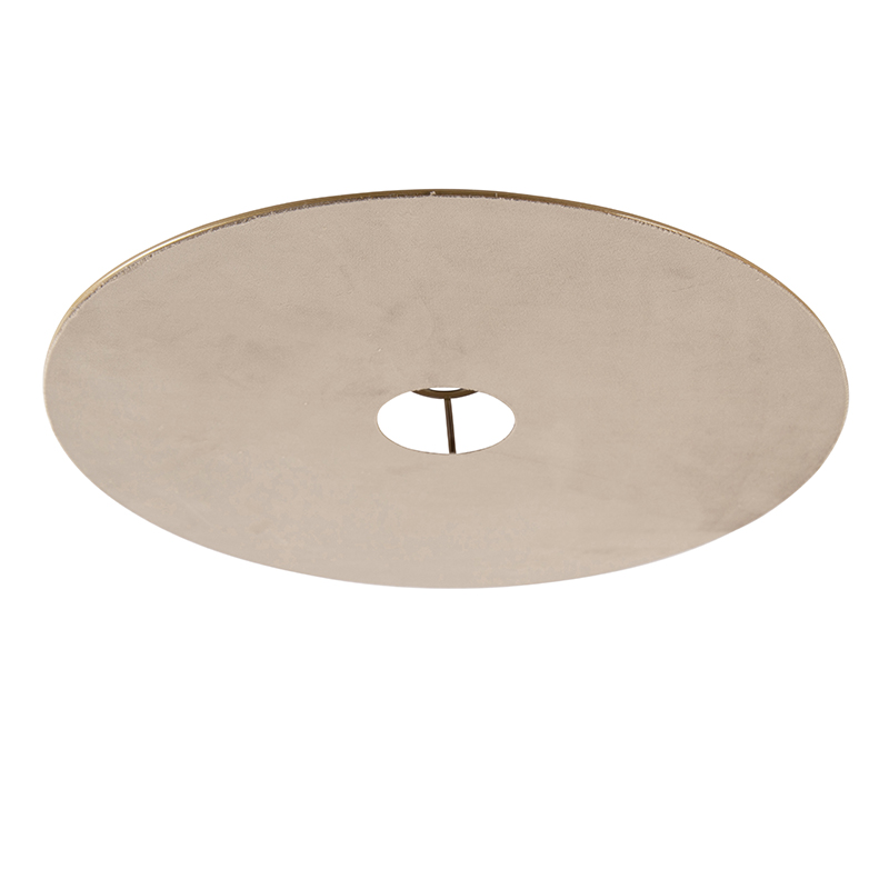 QAZQA Velours platte lampenkap taupe met goud 45 cm